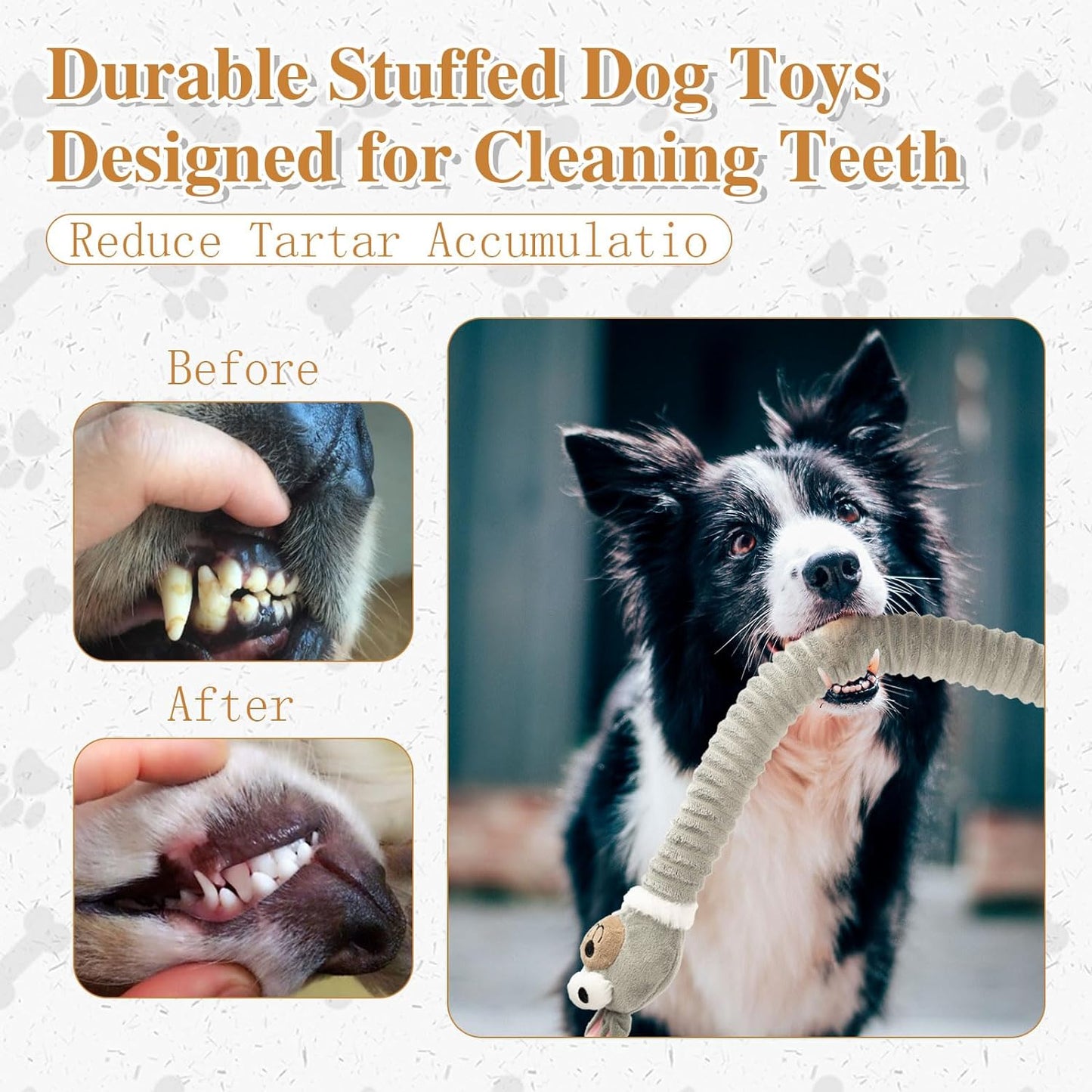 Squeaky Dog Toys, Plush Stuffed Crinkle Pet Chew Toys, Stuffing Dog Toys for Small Medium Large Dogs, Puppy Teething Toys for Boredom & Training(Rabbit)