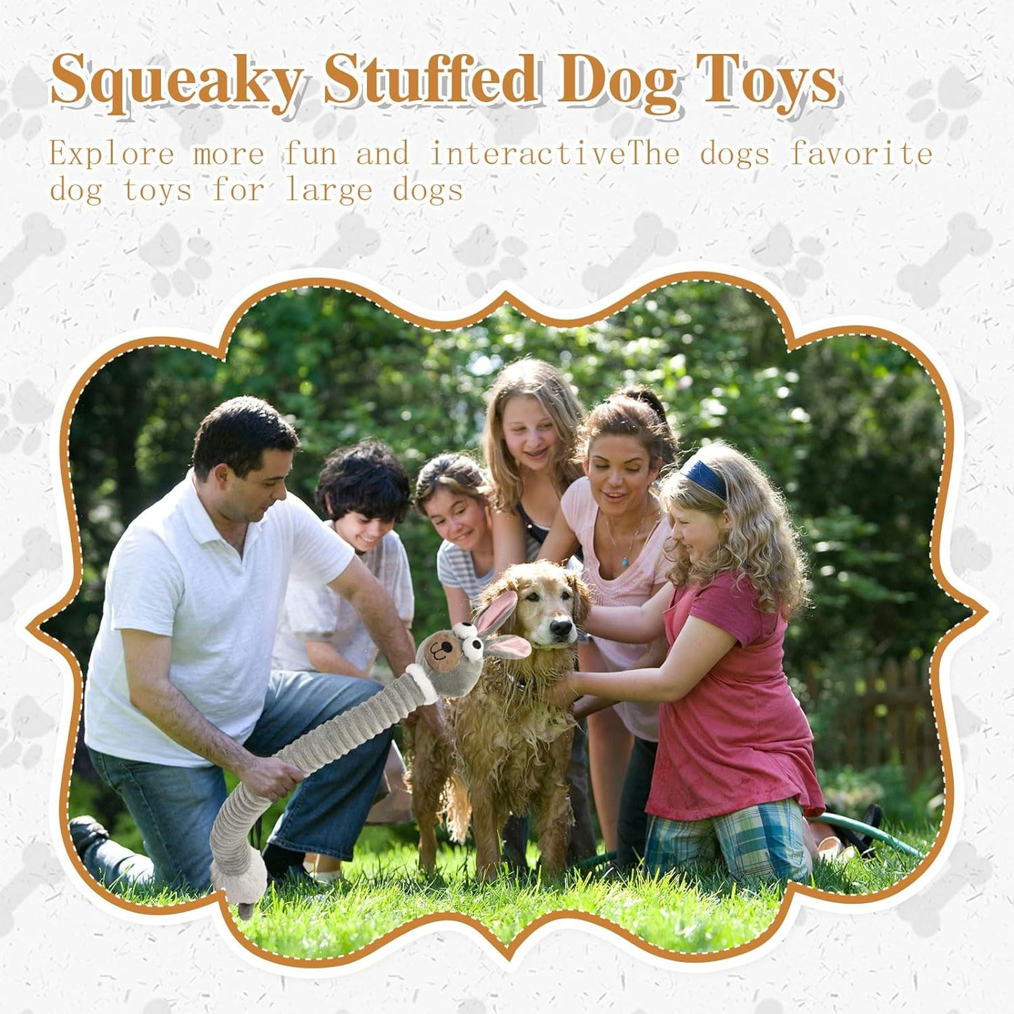 Squeaky Dog Toys, Plush Stuffed Crinkle Pet Chew Toys, Stuffing Dog Toys for Small Medium Large Dogs, Puppy Teething Toys for Boredom & Training(Rabbit)