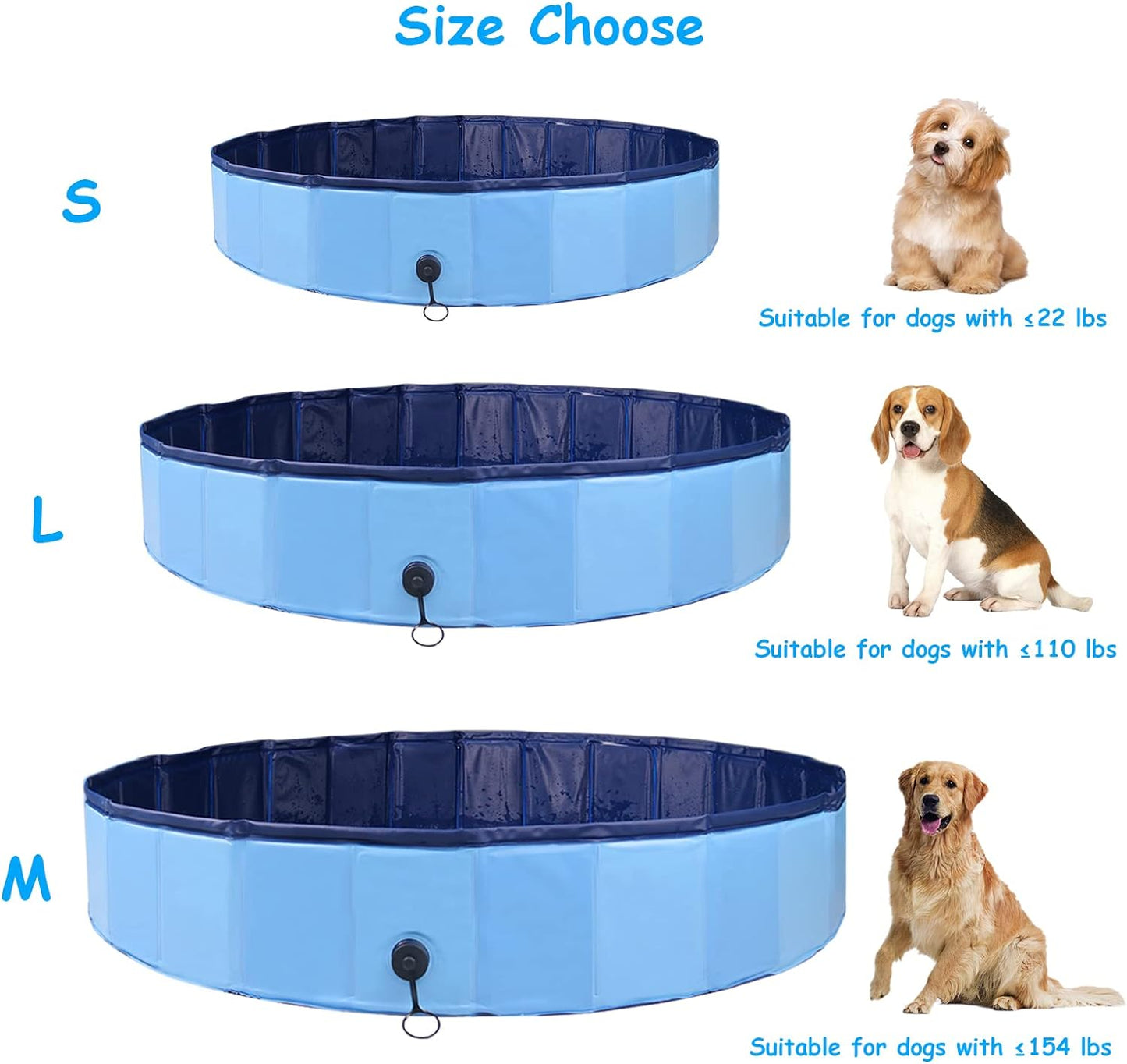 Dog Swimming Pool, 48" Pet Pools for Dogs, Slip-Resistant Kiddie Pool, Foldable PVC Dog Pet Swimming Pool for Kid Baby Pet with Pet Gloves