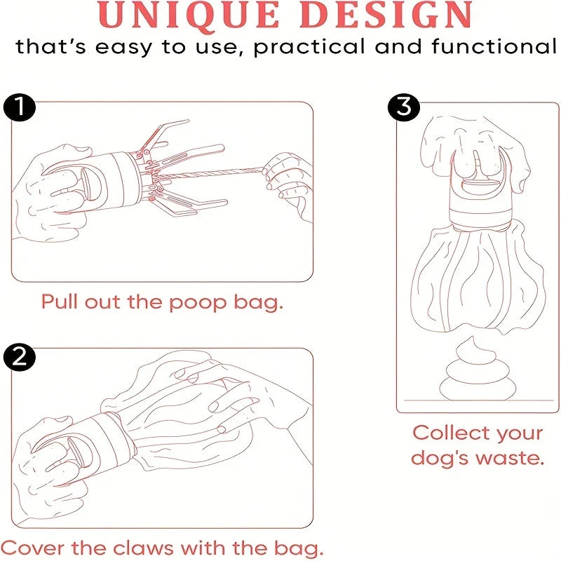 🐾 Portable Dog Poop Scooper with Built-in Bag Dispenser