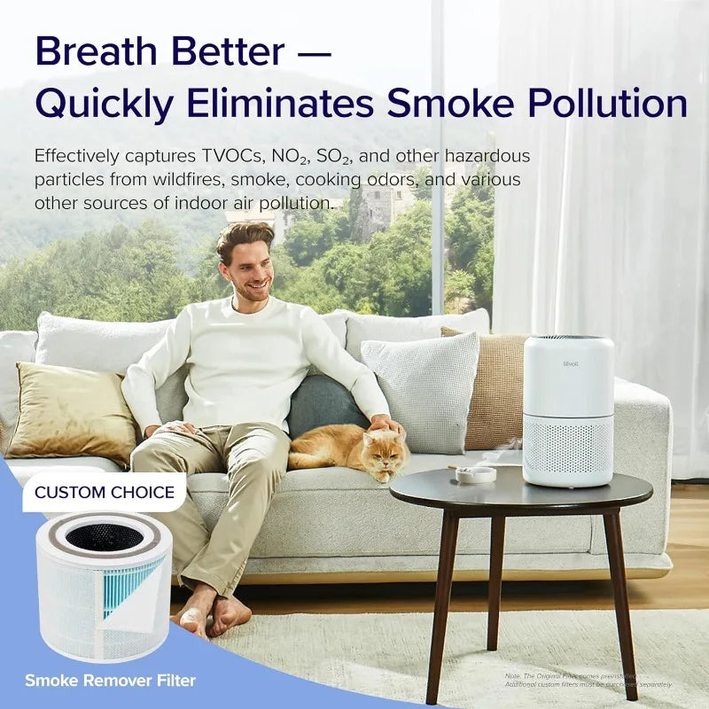 Air Purifier for Home - HEPA Filter for Allergies, Pets & Hair