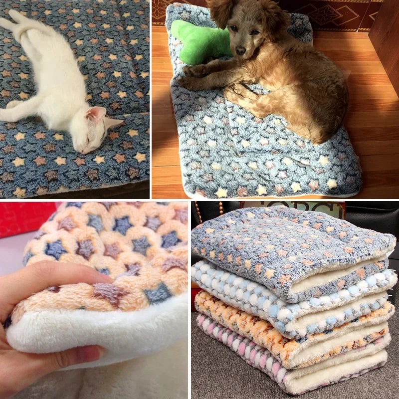 Soft Pet Dog Bed Fleece Pad – Winter Warm Cat Blanket, Mat for Puppy, Dog
