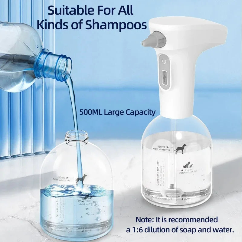 Automatic Foam Soap Dispenser for Pet Bathing – Cordless and Rechargeable