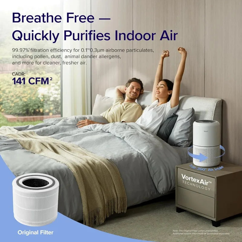 Air Purifier for Home - HEPA Filter for Allergies, Pets & Hair