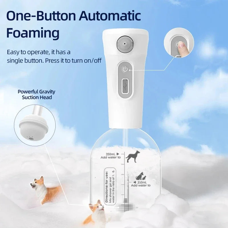 Automatic Foam Soap Dispenser for Pet Bathing – Cordless and Rechargeable