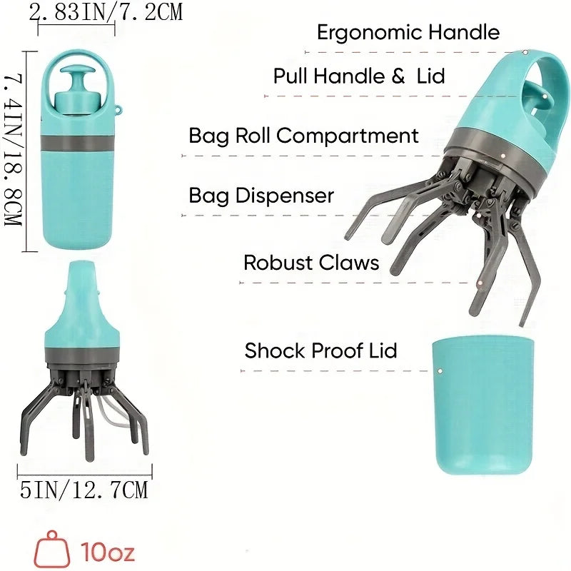 🐾 Portable Dog Poop Scooper with Built-in Bag Dispenser