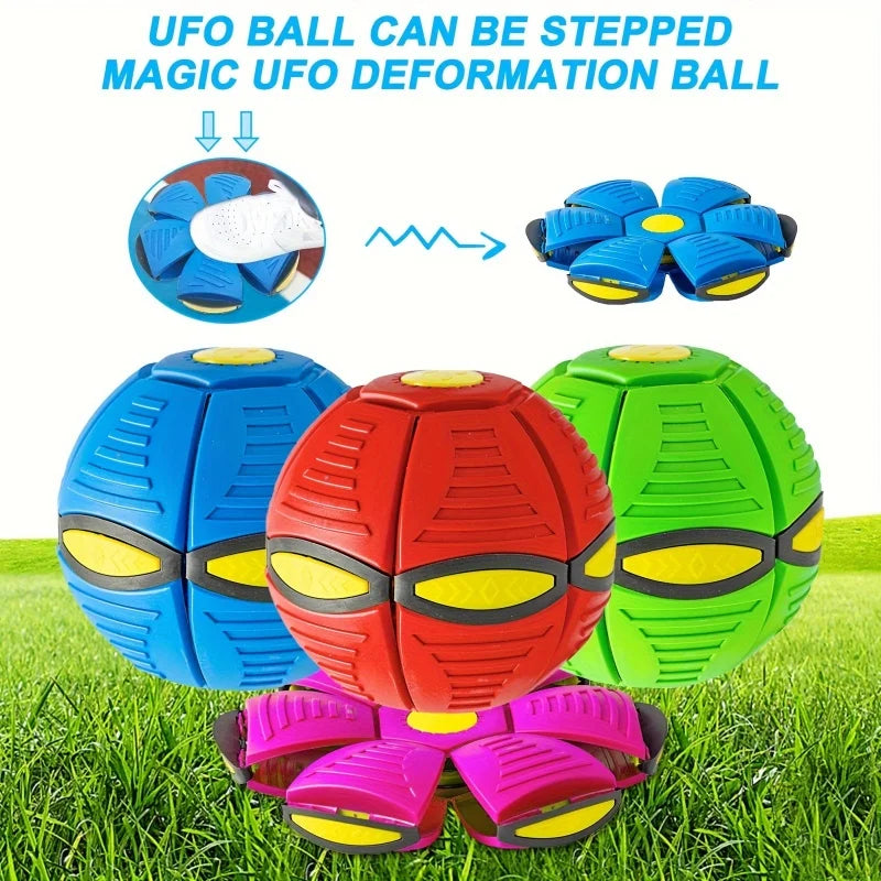 🛸 Striped Flying Saucer Bounce Ball | Durable & Fun Outdoor Toy for Medium Dogs 🐶