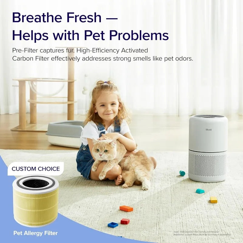 Air Purifier for Home - HEPA Filter for Allergies, Pets & Hair