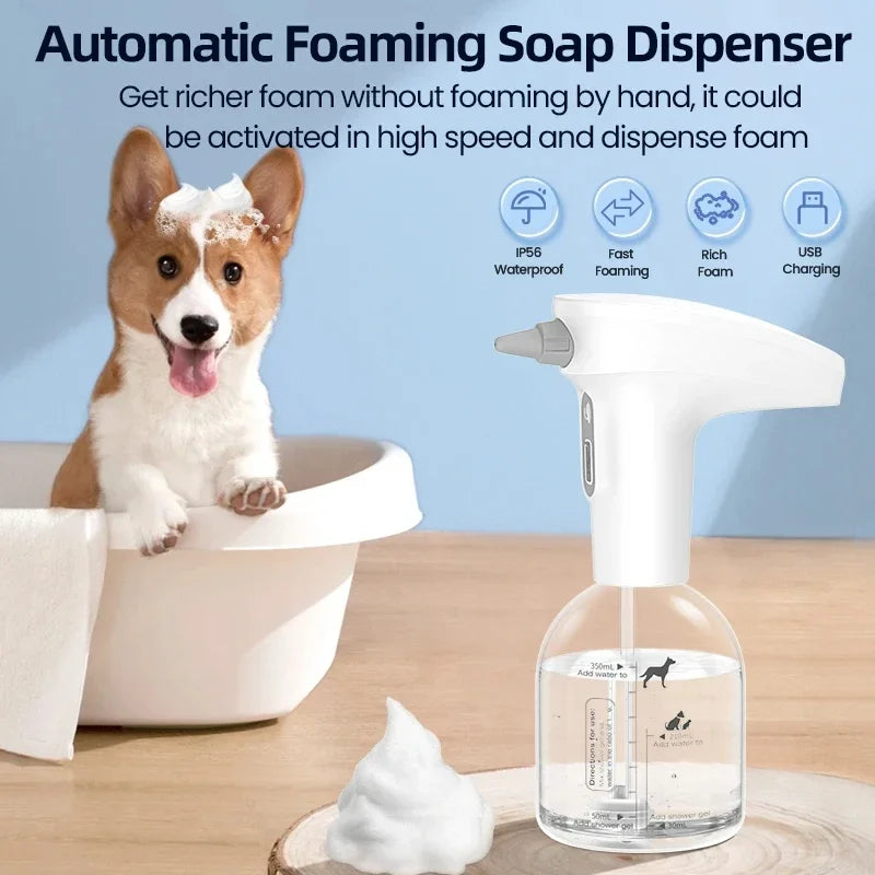 Automatic Foam Soap Dispenser for Pet Bathing – Cordless and Rechargeable