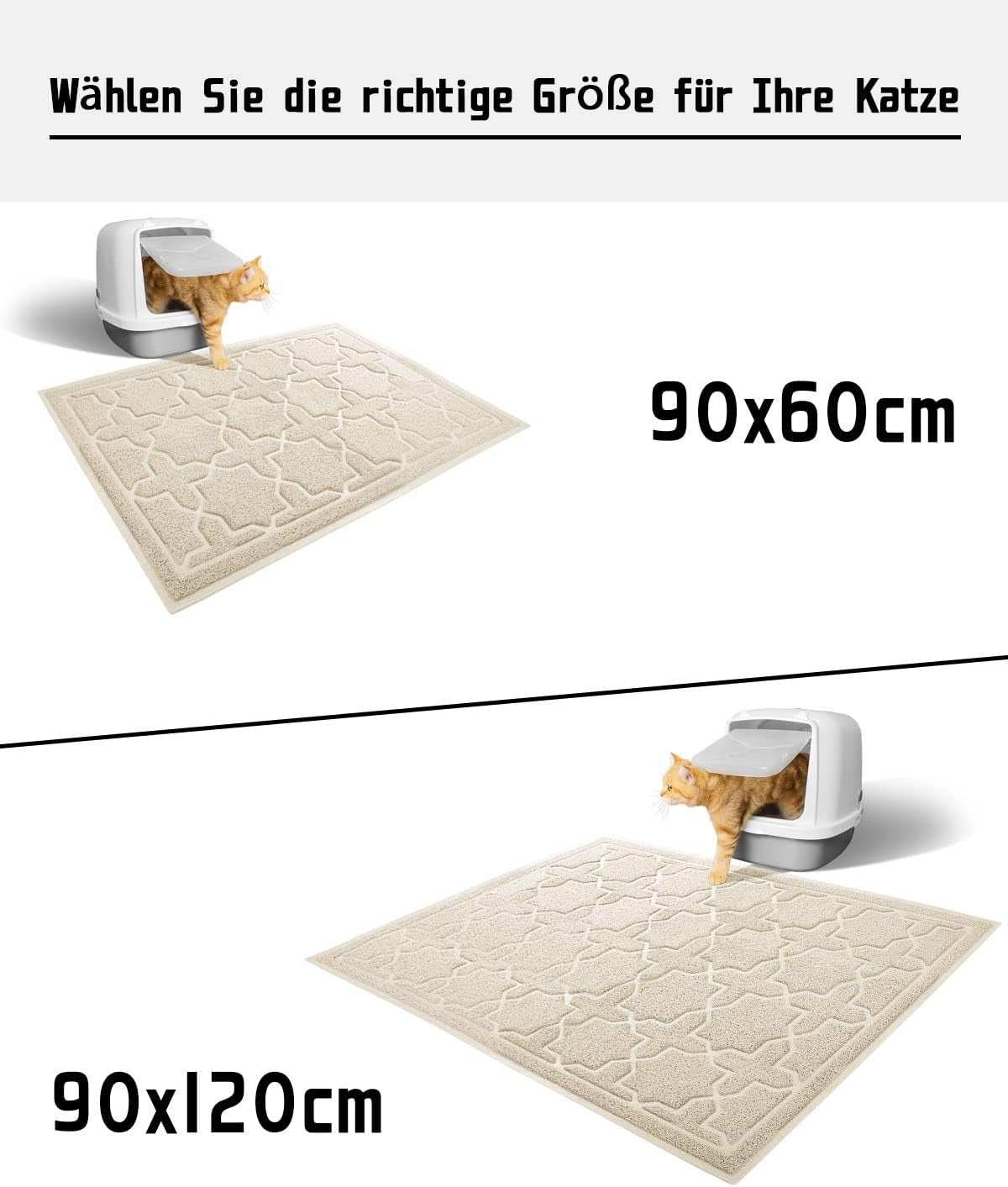 Cat Litter Mat, 35.4"X23.6" Litter Box Mat with Litter Lock Mesh, Soft Cat Litter Mat Litter Trapping Mat, Easy to Clean, Non-Slip, Water Resistant, Litter Free Floors, Beige