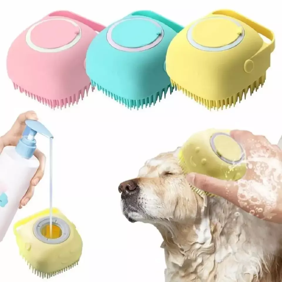 🐾 Pet Bliss Silicone Bath Brush – Soft & Gentle Grooming Tool for Cats & Dogs