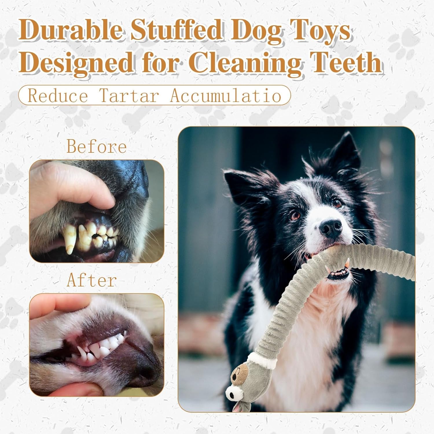 Squeaky Dog Toys, Plush Stuffed Crinkle Pet Chew Toys, Stuffing Dog Toys for Small Medium Large Dogs, Puppy Teething Toys for Boredom & Training(Rabbit)