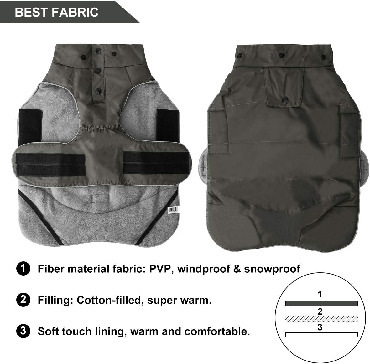 Warm Dog Jacket, Snowproof Windproof Waterproof Dog Winter Coat for Cold Weather - Soft Fleece Lining and Warm Thick Padded Dog Snow Coat with Detachable Hood for Puppy Small Medium Dogs