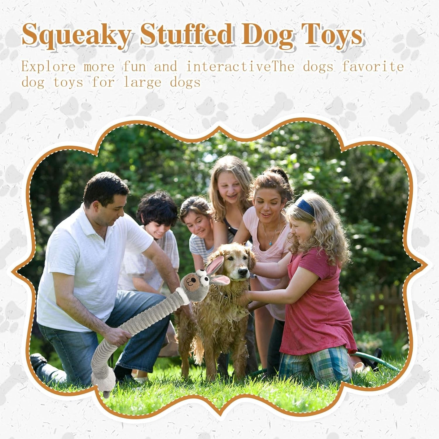Squeaky Dog Toys, Plush Stuffed Crinkle Pet Chew Toys, Stuffing Dog Toys for Small Medium Large Dogs, Puppy Teething Toys for Boredom & Training(Rabbit)