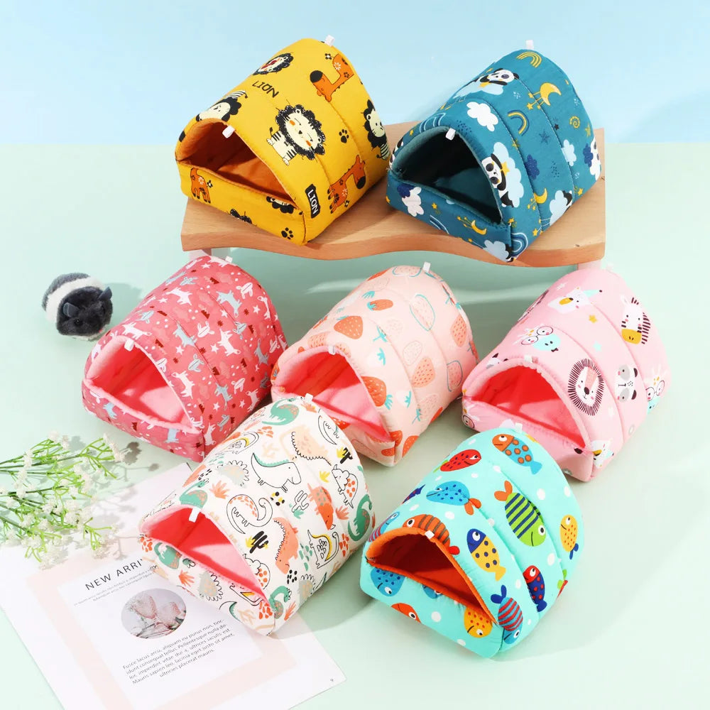Cute Cartoon Animal Sleeping Bed – Warm Mini Nest for Small Pets