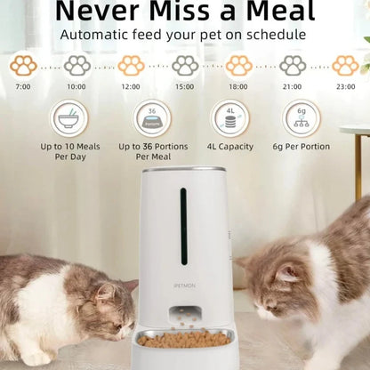 Smart Wi-Fi 4L Pet Feeder | App Control &amp; Stainless Steel Bowl