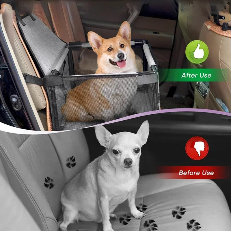 🐾 Foldable Dog Car Seat Cover Carrier | Safe Travel Hammock for Cats