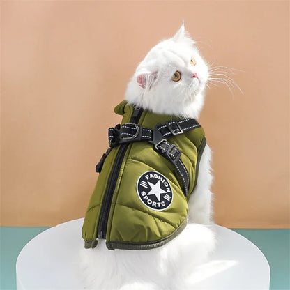 Large Waterproof Winter Dog Jacket with Built-In Harness