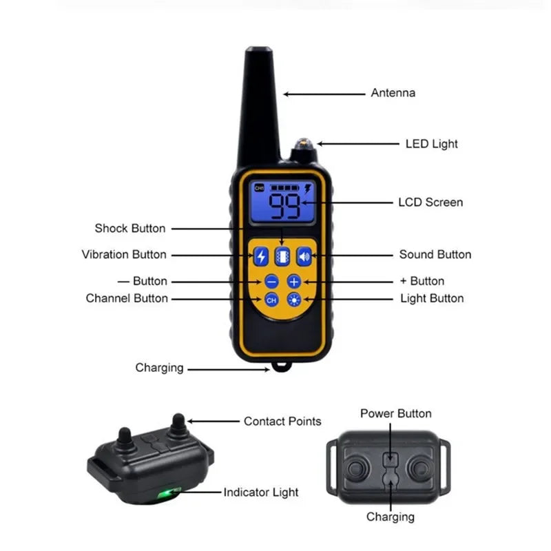 Remote Dog Training Collar – Waterproof Anti-Bark Rechargeable Control Device