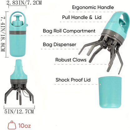 🐾 Portable Dog Poop Scooper with Built-in Bag Dispenser