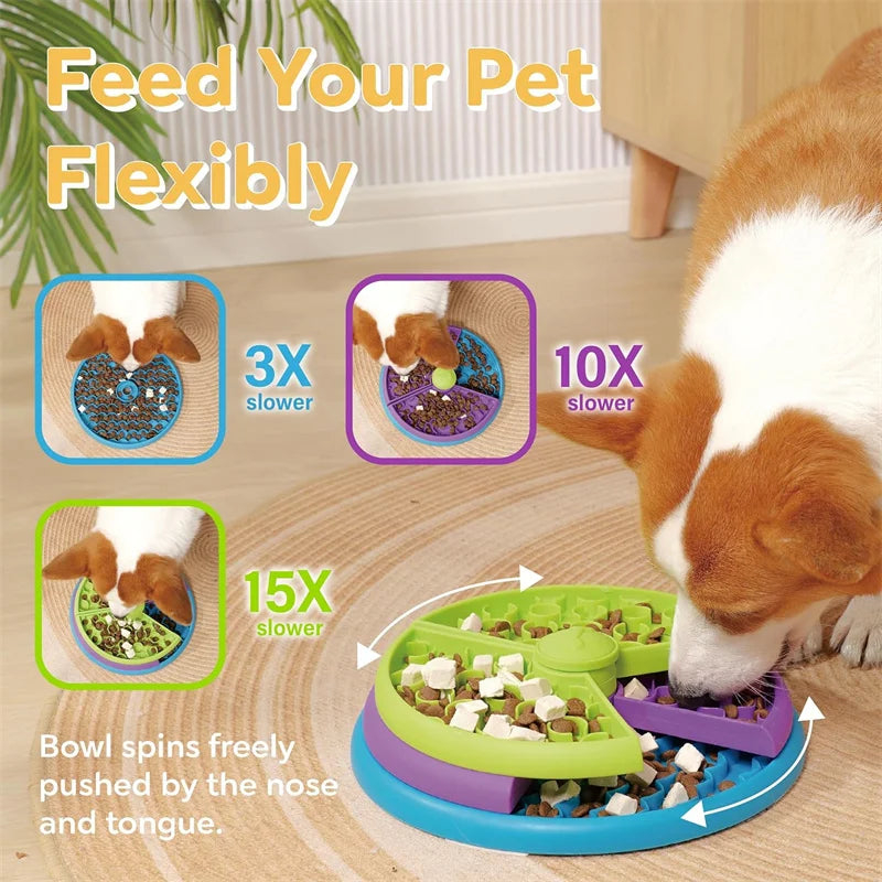 🐾 3-Layer Slow Feeder Puzzle Bowl for Dogs | Anti-Choking &amp; Non-Slip