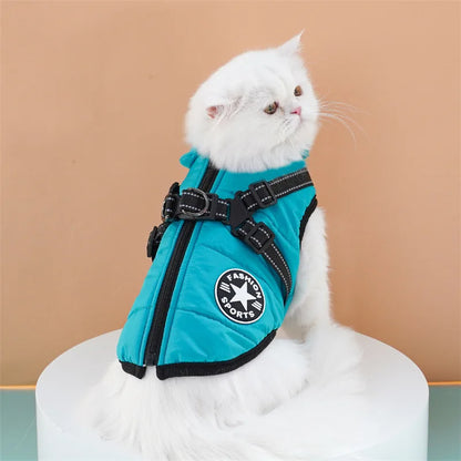 Large Waterproof Winter Dog Jacket with Built-In Harness
